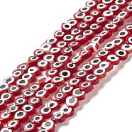 Handmade Evil Eye Lampwork Beads Strands, Heart, Dark Red, 5x6x2mm, Hole: 1mm, about 63~67pcs/strand, 12.60~12.99 inch(32~33cm)(LAMP-F023-A10)