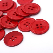 4-Hole Plastic Buttons, Flat Round, FireBrick, 22x2mm, Hole: 2mm(X-BUTT-R034-052C)
