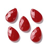 Opaque Acrylic Charms, Faceted, Teardrop Charms, FireBrick, 13x8.5x3mm, Hole: 1mm(MACR-F079-07J)