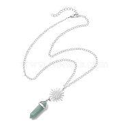 Natural Green Aventurine Pendant Necklaces, Brass Curb Chains, 22.36 inch(56.8cm)(NJEW-JN04694-03)