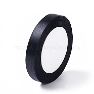 Garment Accessories 1/2 inch(12mm) Satin Ribbon, Black, 25yards/roll(22.86m/roll)(X-RC12mmY039)