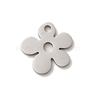 201 Stainless Steel Charms, Laser Cut, Flower Charm, Stainless Steel Color, 13x12.5x1mm, Hole: 1.5mm(X-STAS-E211-13P)