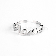 Simple Stainless Steel Mama Cuff Rings for Mother's Day, Silver, show in picture(QW8429-1)