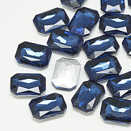 Pointed Back Glass Rhinestone Cabochons, Faceted, Rectangle Octagon, Montana, 10x8x3.5mm(RGLA-T079-8x10mm-13)