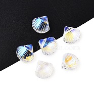 Transparent Electroplate Glass Charms, AB Color Plated, Shell Shape, 10x10.5x4.5mm, Hole: 1mm(EGLA-N005-10)