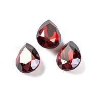 Glass Rhinestone Cabochons, Pointed Back & Back Plated, Faceted, Teardrop, Siam, 8x6x3.5mm(RGLA-A026-08A-208SS)