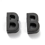 304 Stainless Steel Charms, Alphabet, Electrophoresis Black, Letter.B, 8x5x3mm, Hole: 1.8mm(STAS-K216-41B-EB)