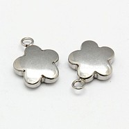 304 Stainless Steel Charms, Flower, Stainless Steel Color, 15x12x4mm, Hole: 2mm(STAS-K002-33A2)