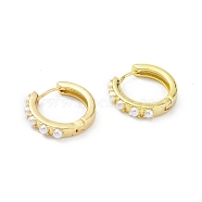 Circle Ring Rack Plating Brass Plastic Pearl Bead Hoop Earrings for Women, Long-Lasting Plated, Lead Free & Cadmium Free, Real 18K Gold Plated, 18.5x21x4mm, Pin: 0.9mm(EJEW-K245-19G)
