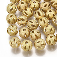 Brass Filigree Beads, Filigree Ball, Round, Textured, Round, Real 18K Gold Plated, 8mm, Hole: 1.6mm(KK-S34-251B)