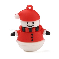 PVC Plastic Pendants, For Christmas, Red, Snowman, 51.5x42x19mm, Hole: 2.5mm(KY-I010-03E)