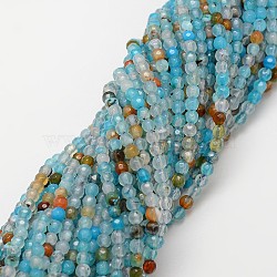 Natural Agate Bead Strands, Dyed, Faceted, Round, Turquoise, 4mm, Hole: 0.8mm, about 90~92pcs/strand, 14 inch(X-G-G882-4mm-C02-1)
