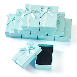 Cardboard Paper Jewelry Set Boxes, Rectangle with Bowknot, Cyan, 5.05x8x2.7cm(AJEW-TAC0035-03D)