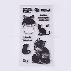 Silicone Stamps, for DIY Scrapbooking, Photo Album Decorative, Cards Making, Cat Shape, Clear, 11~83x12~58mm(DIY-L010-Y74)