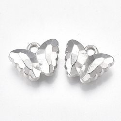 CCB Plastic Charms, Faceted, Butterfly, Platinum, 14.5x19x6.5mm, Hole: 2.5mm, about 465pcs/500g(CCB-S160-103)