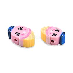 Handmade Polymer Clay Beads, Ice Cream with Expression, Pearl Pink, 10~13.5x6~9x4.5~5mm, Hole: 1.6mm(CLAY-N008-071-A01)