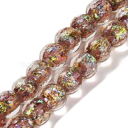 Handmade Dichroic Foil Glass Beads Strands, Round, Light Coral, 7.5~8mm, Hole: 1.3mm, about 50pcs/strand, 13.58''(34.5cm)(DICH-U001-02F)