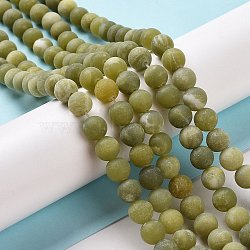 Round Frosted Natural TaiWan Jade Bead Strands, 10mm, Hole: 1mm, about 36pcs/strand, 14.8 inch(G-M248-10mm-02)