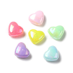 Opaque Acrylic Beads, AB Color Plated, Heart, Mixed Color, 7.5x9x4.5mm, Hole: 1.2mm, about 2941pcs/500g(MACR-F074-09)