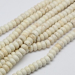 Synthetic Turquoise Beads Strands, Dyed, Rondelle, Creamy White, 4x2mm, Hole: 1mm, about 160pcs/strand, 15.5 inch(TURQ-G109-4x2mm-07)