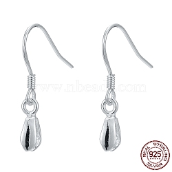 925 Sterling Silver Earring Hooks Findings, with Pendant Bails, Silver, 22mm, 20 Gauge, Pin: 0.8mm(X-STER-I014-28S)