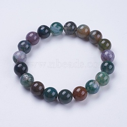 Natural Indian Agate Beaded Stretch Bracelets, Round, 2-1/8 inch(53mm)(BJEW-I253-10mm-11)