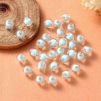 Transparent Acrylic Beads, Bead in Bead, Round, Sky Blue, 8x7.5mm, Hole: 2mm, about 1700pcs/500g