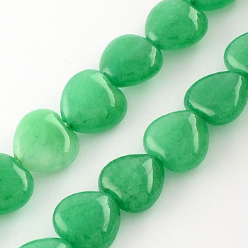 Dyed Natural Malaysia Jade Bead Strands, Medium Spring Green, 10x10x5mm, Hole: 1mm, about 40pcs/strand, 15.3 inch