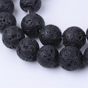 Natural Lava Rock Beads Strands, Round, 6~6.5mm, Hole: 1mm, about 63pcs/strand, 15.5 inch