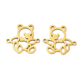 201 Stainless Steel Connector Charms, Bear Links, Golden, 18x20x0.8mm, Hole: 1.4mm