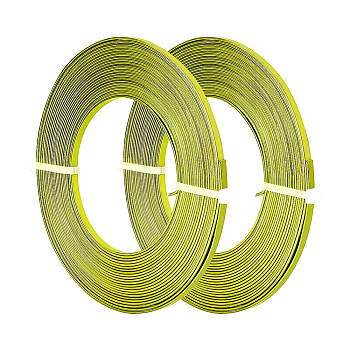BENECREAT Aluminum Wire, Flat Craft Wire, Bezel Strip Wire for Cabochons Jewelry Making, Yellow Green, 3x1mm, about 5m/roll