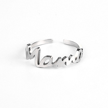 Simple Stainless Steel Mama Cuff Rings for Mother's Day, Silver, show in picture