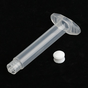 Plastic Dispensing Syringes, with Piston, Clear, 74x32x14mm, Hole: 2mm, Piston: 9.5x8mm, Capacity: 3ml(0.1 fl. oz)