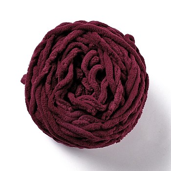 Soft Crocheting Yarn, Thick Knitting Yarn for Scarf, Bag, Cushion Making, Dark Red, 7~8mm, 65.62 yard(60m)/roll