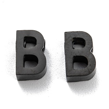 304 Stainless Steel Charms, Alphabet, Electrophoresis Black, Letter.B, 8x5x3mm, Hole: 1.8mm