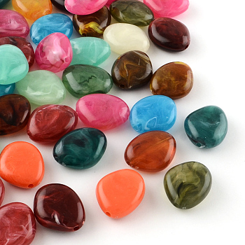 Imitation Gemstone Acrylic Beads, Mixed Color, 23x19x9mm, Hole: 2.5mm, about 190pcs/500g