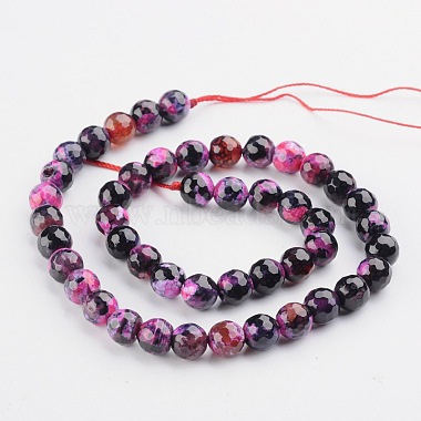 Faceted Round Dyed Natural Fire Crackle Agate Beads Strands(G-D769-8mm-01)-2