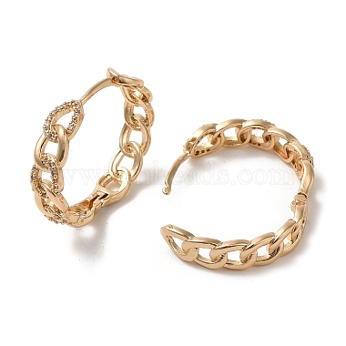 Brass Micro Pave Cubic Zirconia Hoop Earrings(EJEW-M238-68KCG)-2