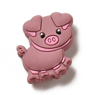 Rosy Brown Pig Silicone Beads