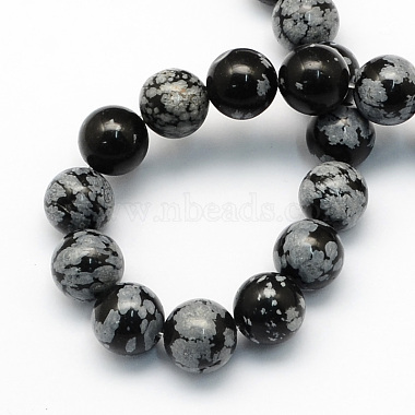 Flocon de neige naturelle perles rondes obsidienne brins(X-G-S172-8mm)-2