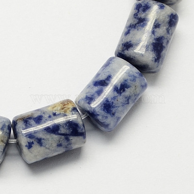 14mm MarineBlue Column Blue Spot Jasper Beads