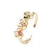 Flower Colorful Cubic Zirconia Cuff Ring(RJEW-M146-06G)-1