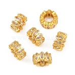 Brass Micro Pave Clear Cubic Zirconia European Beads, Large Hole Beads, Ring with Horse Eye, Rack Plating, Long-Lasting Plated, Lead Free & Cadmium Free, Golden, 8x4mm, Hole: 4.5mm(CU-CBA6A75-15G)