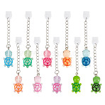 10Pcs Plastic Mobile Dustproof Plugs, with Resin Tortoise Pendants, Mixed Color, 7.5cm, 10pcs/set(PALLOY-OC00030)