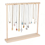 2Pcs Wood Necklace Organizer Display Stands, with 36Pcs Golden Tone Metal Hooks, Rectangle, PapayaWhip, 40x7.5x41cm(NDIS-WH0016-15B-02)