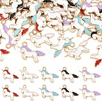 50Pcs 5 Colors Alloy Enamel Pendants, Unicorn, Light Gold, Mixed Color, 20x15x1.5mm, Hole: 1mm, 10pcs/color(ENAM-YW0008-33)