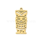 304 Stainless Steel Pendants, Tiki Mask Charm, Laser Cut, Golden, 27.5x12.5x1.5mm, Hole: 1.5mm(STAS-U041-03A-G)