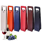 6Pcs 6 Styles Portable PU Leather Single Wine Bottle Tote Carrier Bags, Rectangle, Mixed Color, 9.8~9.9x8.7~9.1x40.6~40.7cm, 1pcs/style(CON-CA0001-029)