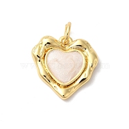 Rack Plating Brass Enamel Pendants, with Jump Ring, Long-Lasting Plated, Cadmium Free & Lead Free, Heart Charm, Real 18K Gold Plated, Seashell Color, 18x15x3mm, Hole: 3mm(KK-Z056-39G-01)