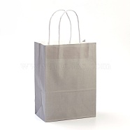 Pure Color Kraft Paper Bags, Gift Bags, Shopping Bags, with Paper Twine Handles, Rectangle, Gray, 15x11x6cm(AJEW-G020-A-07)